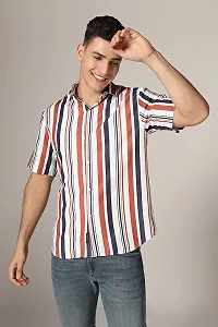 Hmkm Casual Shirt for Men| Shirts for Men/Printed Shirts for Men| Casual Shirts for Men| Floral Shirts for Men| (X-Large, REDWhite LINE)-thumb1
