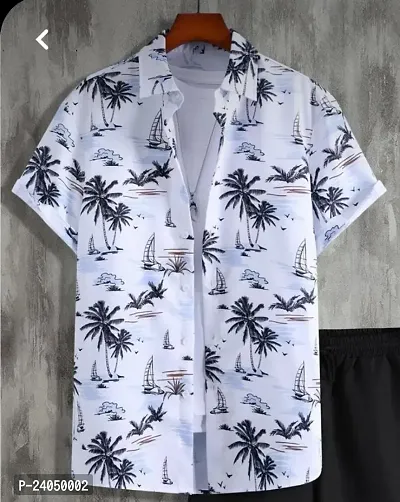 SL FASHION Funky Printed Shirt for Men Half Sleeves (X-Large, White Tree)-thumb2