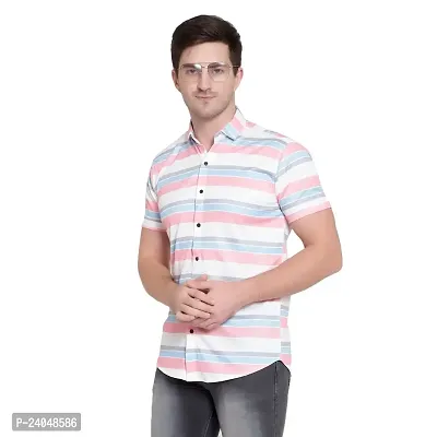 SL FASHION Funky Printed Shirt for Men Half Sleeves (X-Large, Pink LINE)-thumb2