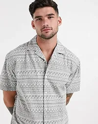 Hmkm Men Printed Casual Shirts (X-Large, New White)-thumb1