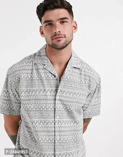 Hmkm Men Printed Casual Shirts (X-Large, New White)-thumb2