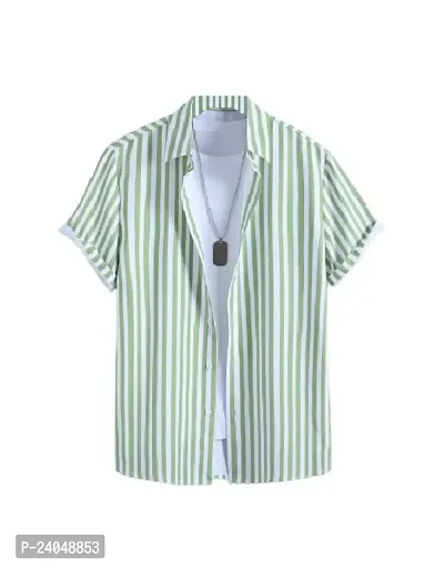SL FASHION Funky Printed Shirt for Men. (X-Large, Green LINE)-thumb0
