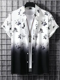 Hmkm Funky Printed Shirt for Men Half Sleeves (X-Large, Black Flower)-thumb1