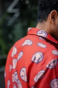 SL Fashion Men's Slim Fit Casual Shirt (XL, RED SMILY)-thumb4
