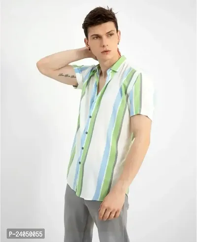 SL FASHION Funky Printed Shirt for Men. (X-Large, GreenWhite)-thumb3