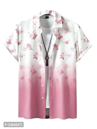 SL FASHION Regular Fit Floral Print Casual Shirt (X-Large, Pink Flower)