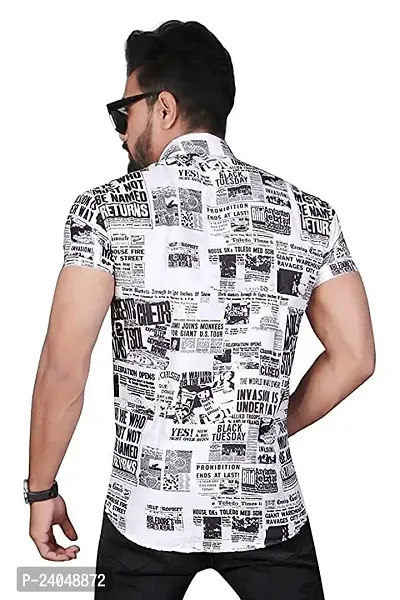SL FASHION Funky Printed Shirt for Men. (X-Large, White Paper)-thumb3