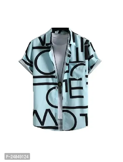 Hmkm Men Printed Casual Shirts (X-Large, Sky ABCD)