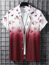 Hmkm Men Printed Casual Shirts (X-Large, Maroon Flower)-thumb1