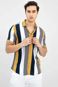 Hmkm Men Printed Casual Shirts (X-Large, New Yellow)-thumb1