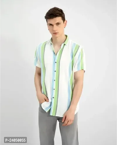 SL FASHION Funky Printed Shirt for Men. (X-Large, GreenWhite)-thumb2