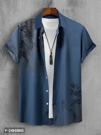 Hmkm Men Casual and Printrd Shirts,Casual Shirts (X-Large, Blue Tree)-thumb2