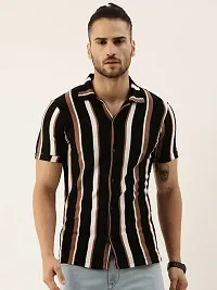 Hmkm Casual Shirt for Men|| Men Stylish Shirt || Men Printed Shirt (X-Large, BrownBlack LINE)-thumb1