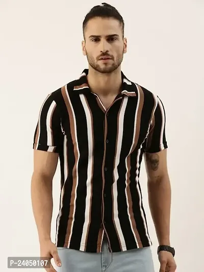 Hmkm Casual Shirt for Men|| Men Stylish Shirt || Men Printed Shirt (X-Large, BrownBlack LINE)-thumb2