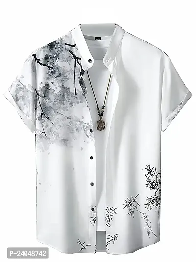 Hmkm Casual Shirt for Men| Shirts for Men/Printed Shirts for Men| Casual Shirts for Men| Floral Shirts for Men| (X-Large, New White Tree)-thumb0