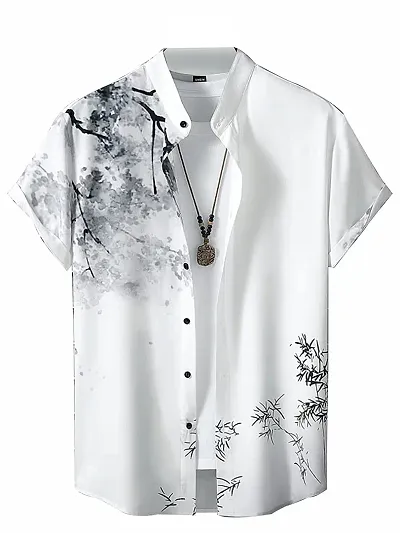 Hmkm Casual Shirt for Men| Shirts for Men/Printed Shirts for Men| Casual Shirts for Men| Floral Shirts for Men| (X-Large, New White Tree)