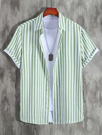 Hmkm Casual Shirt for Men|| Shirt for Men|| Men Stylish Shirt || Men Printed Shirt (X-Large, Green LINE)-thumb1