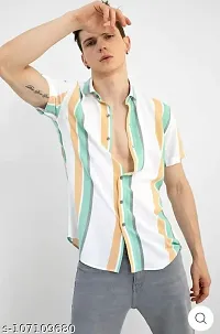 SL FASHION Funky Printed Shirt for Men Half Sleeves. (X-Large, orng  Whith)-thumb3