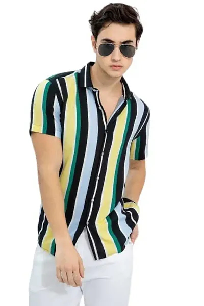 Hmkm Funky Printed Shirt for Men Half Sleeves X-Large New Green