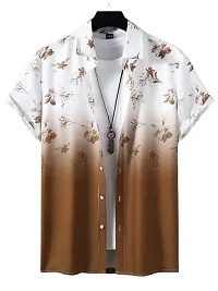 Hmkm Casual Shirt for Men|| Men Stylish Shirt || Men Printed Shirt (X-Large, Brown Flower)-thumb1