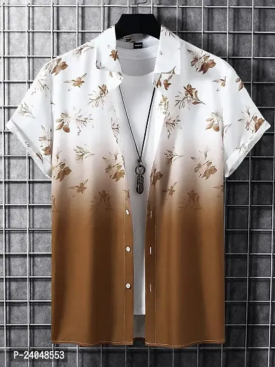 Hmkm Casual Shirt for Men| Shirts for Men/Printed Shirts for Men| Casual Shirts for Men| Floral Shirts for Men| (X-Large, Brown Flower)-thumb2