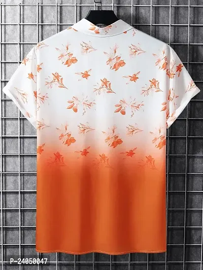 Hmkm Men's Casual Shirts for Active Wear. (X-Large, Orange Flower)-thumb3