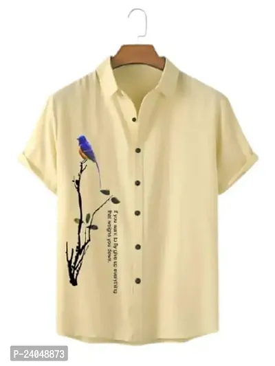 SL FASHION Funky Printed Shirt for Men. (X-Large, Cream CHAKLI)