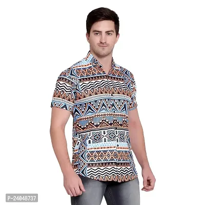 SL FASHION Funky Printed Shirt for Men Half Sleeves (X-Large, BlueBrown KURTO)-thumb3