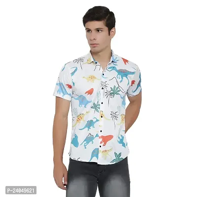 SL FASHION Funky Printed Shirt for Men Half Sleeves. (X-Large, DAINOSOR)