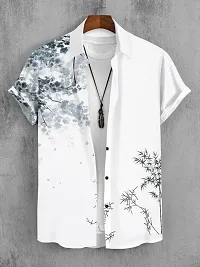 Hmkm Funky Printed Shirt for Men Half Sleeves (X-Large, White Tree New)-thumb1