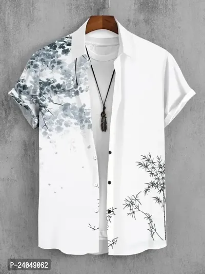 Hmkm Funky Printed Shirt for Men Half Sleeves (X-Large, White Tree New)-thumb2