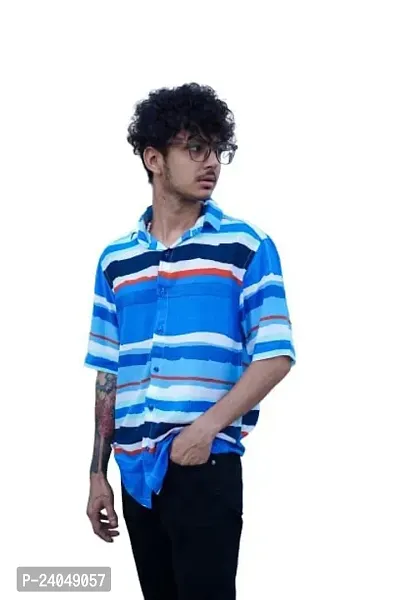 SL Fashion Men's Regular Fit Rayon Casual Shirt., (X-Large, Blue Off Shoulder)