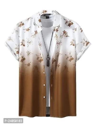 Hmkm Caual fit Shrit for Men (X-Large, Brown Flower)