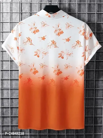 Hmkm Men Printed Casual Shirts (X-Large, Orange Flower)-thumb3