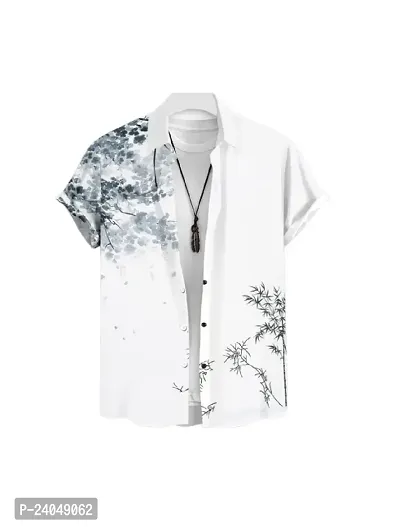 Hmkm Funky Printed Shirt for Men Half Sleeves (X-Large, White Tree New)-thumb0