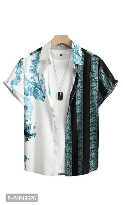 SL FASHION Funky Printed Shirt for Men. (X-Large, BlueWhite)-thumb4