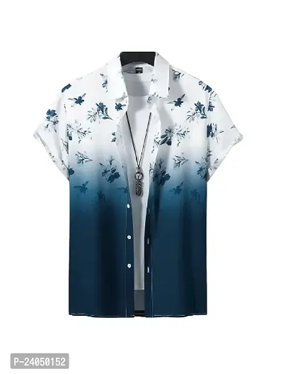 Hmkm Men Casual and Printrd Shirts,Casual Shirts (X-Large, Blue Flower)