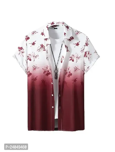 Hmkm Casual Shirt for Men|| Men Stylish Shirt || Men Printed Shirt (X-Large, Maroon Flower)-thumb0