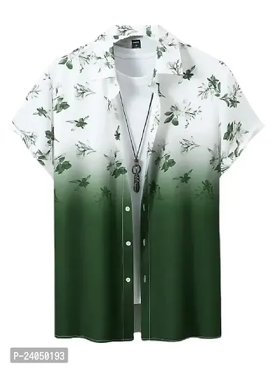 Hmkm Caual fit Shrit for Men (X-Large, Green Flower)