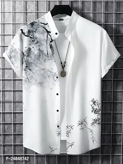 Hmkm Casual Shirt for Men| Shirts for Men/Printed Shirts for Men| Casual Shirts for Men| Floral Shirts for Men| (X-Large, New White Tree)-thumb2
