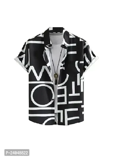 Hmkm Funky Printed Shirt for Men Half Sleeves (X-Large, Black ABCD)-thumb0