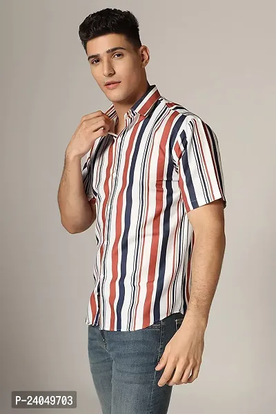 Hmkm Casual Shirt for Men| Shirts for Men/Printed Shirts for Men| Casual Shirts for Men| Floral Shirts for Men| (X-Large, REDWhite LINE)-thumb4