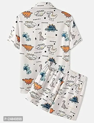SL Fashion Men's Printed Pajama Sets (X-Large, Orange..Shorts..)-thumb2
