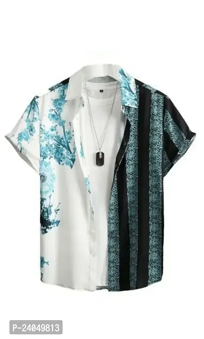 SL FASHION Regular Fit Floral Print Casual Shirt (X-Large, BlueWhite)