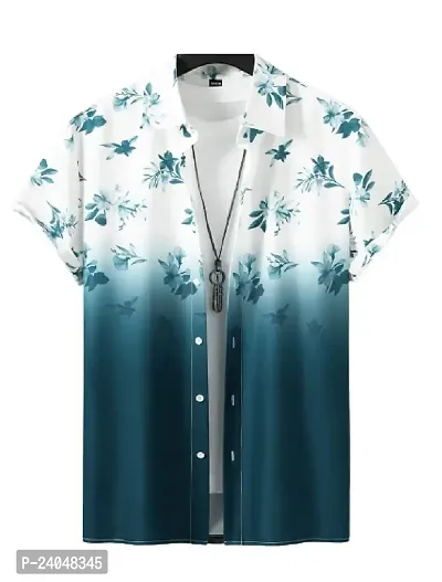 Hmkm Caual fit Shrit for Men (X-Large, Blue Flower)