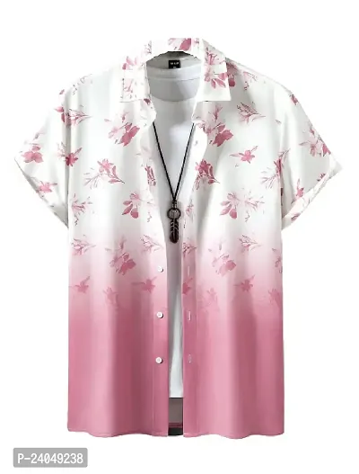 SL FASHION Funky Printed Shirt for Men. (X-Large, Pink Flower)-thumb0