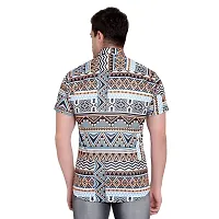 SL FASHION Funky Printed Shirt for Men Half Sleeves (X-Large, BlueBrown KURTO)-thumb1