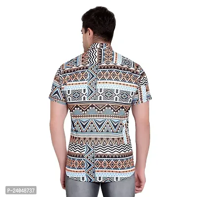 SL FASHION Funky Printed Shirt for Men Half Sleeves (X-Large, BlueBrown KURTO)-thumb2