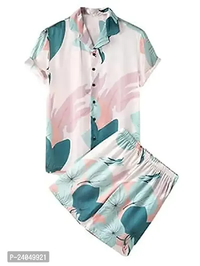 SL Fashion Men's Printed Pajama Sets (X-Large, Pink Shorts)