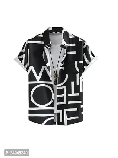 Hmkm Men Printed Casual Shirts (X-Large, Black ABCD)